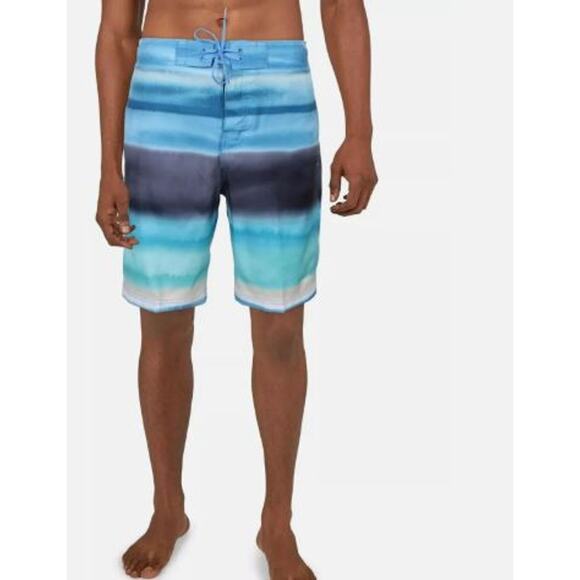 New Speedo Mens Small Tie Dye Board Shorts Blue Peacoat 4 Way Comfort Stretch - Picture 1 of 8